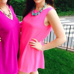 Hot pink formal dress with low back